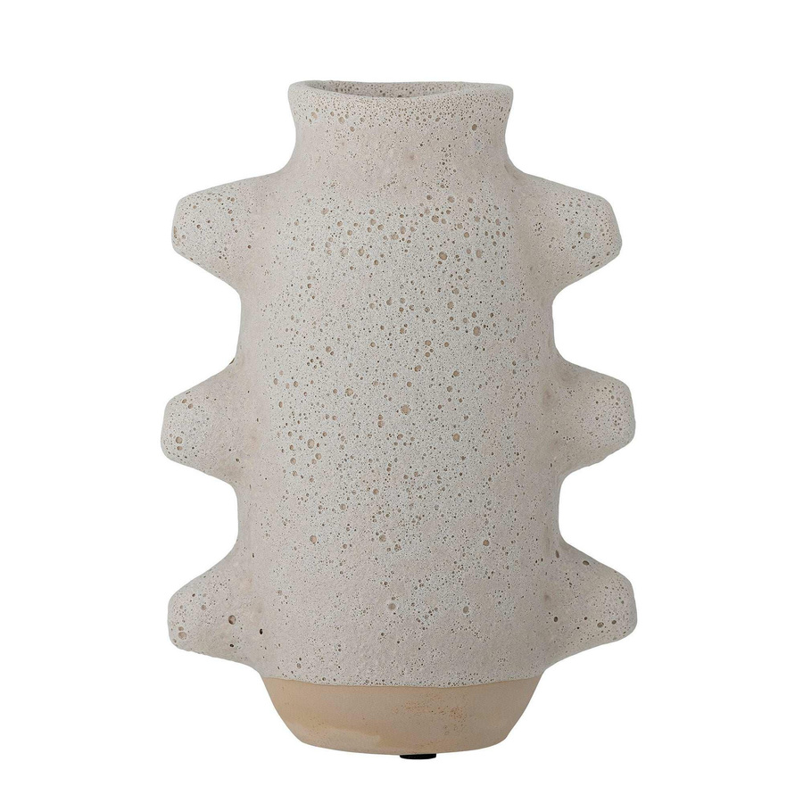 Bloomingville Keramikvase Birka in Weiß und Grau im skandinavischen Design, Höhe: 16,0 cm, Breite: 14,0 cm, Tiefe: 10,0 cm - Bild 1