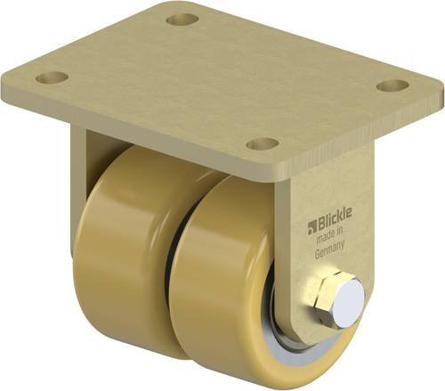 Blickle Doppel-Bockrolle BSD-VSTH 80K in Braun und Gelb mit 80 mm Rad-Durchmesser und 520 kg Tragfähigkeit - Bild 1