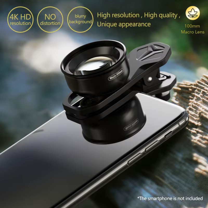 APEXEL APL-HB100mm Universelles Smartphone-Makroobjektiv 4-in-1 Handy-Kameraobjektiv in Schwarz für iPhone 16/15/14/13/12/11 - Bild 2