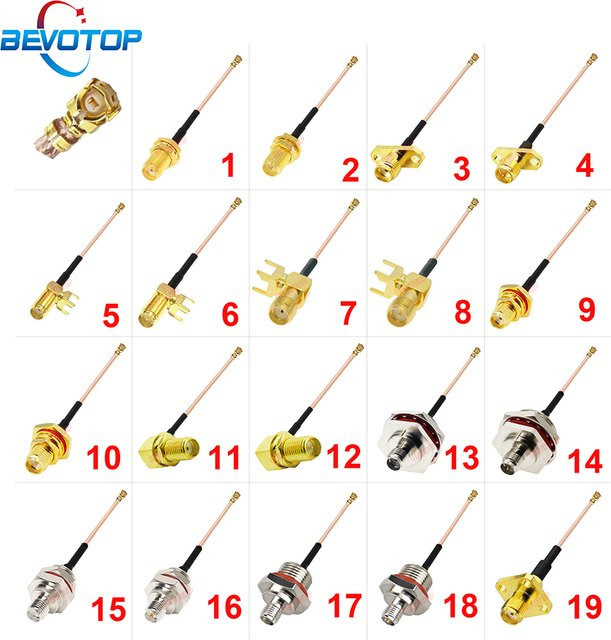 10er Set BEVOTOP RF Coax Pigtail Antennen Verlängerung RG178 mit SMA auf uFL/IPX Buchse - Bild 1