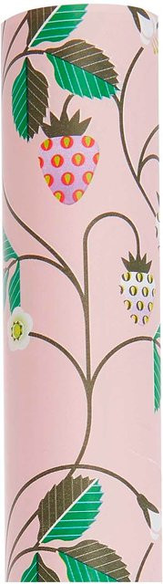 Rico Design Paper Poetry Geschenkpapier Erdbeeren Rosa 200 x 70 cm - Bild 1