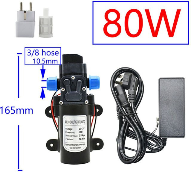 LWHRR Mikro-Hochdruck-Membranpumpe DC-12V als selbstansaugende Druckerhöhungspumpe in Schwarz für Gartenbewässerung und Autowäsche - Bild 1