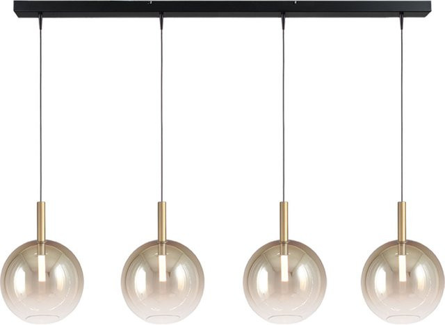 Masterlight Lido LED-Pendelleuchte 4-flammig in Gold/Messing mit transparentem Glas und dimmbarer Funktion - Bild 1