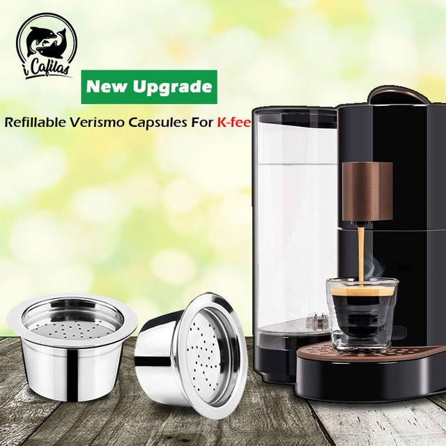 i Cafilas Upgrade K Fee nachfüllbare Verismo-Kapsel aus Edelstahl in Silber für ALDI Expressi Kaffeemaschinen - Bild 1