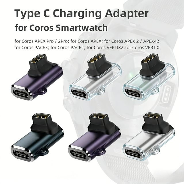 USB-C Ladeadapter in Silber für COROS APEX 2 Pro, APEX 42mm und 46mm sowie COROS Pace 3, Pace 2 und Vertix 2 - Bild 1