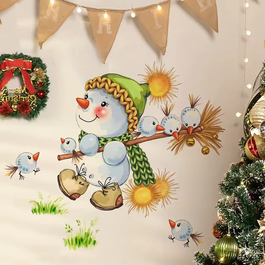 BRUP Weihnachtlicher Schneemann Wandaufkleber mit Besen in Mehrfarbig für deine Weihnachtsdekoration - Bild 4