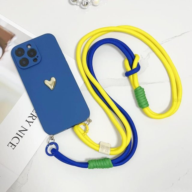 Stoßfeste Crossbody Lanyard Hülle für Xiaomi 15T Mi 17 Pro Max Redmi 15 15C Note 14 Pro Plus 14C 14T in Transparent und Blau - Bild 1
