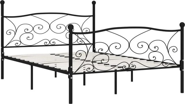 vidaXL Bettgestell mit Lattenrost aus Metall und Sperrholz in Schwarz, B/T/H: 120 x 200 x 105 cm - Bild 1