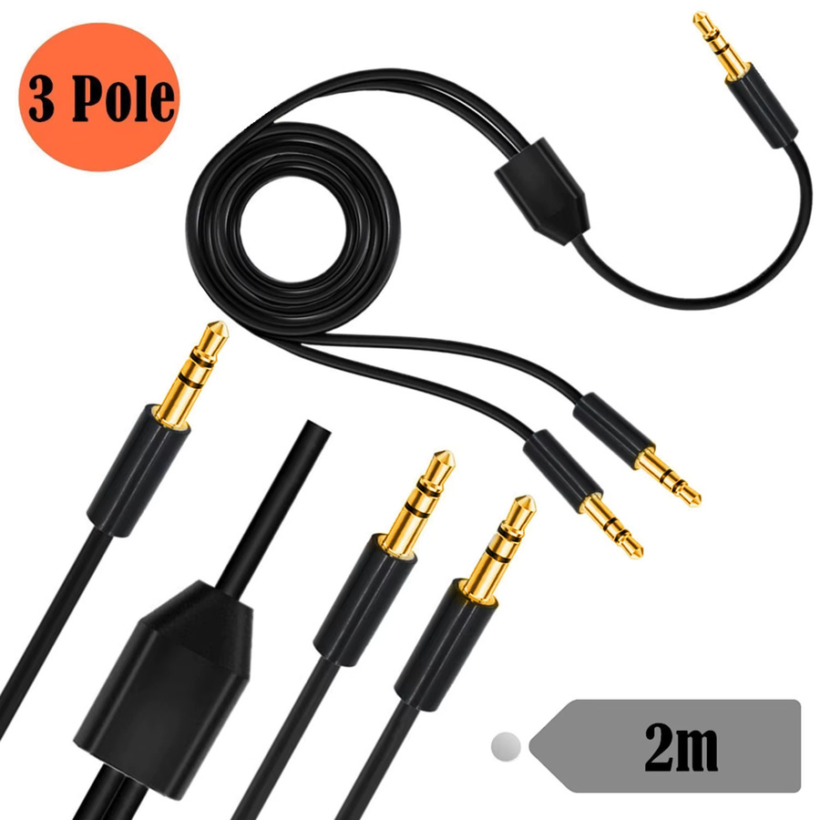 UpperFu Stereo Audio Y-Splitter Kabel von 3,5 mm Klinke auf 2x 3,5 mm TRS Stecker, Schwarz - Bild 2