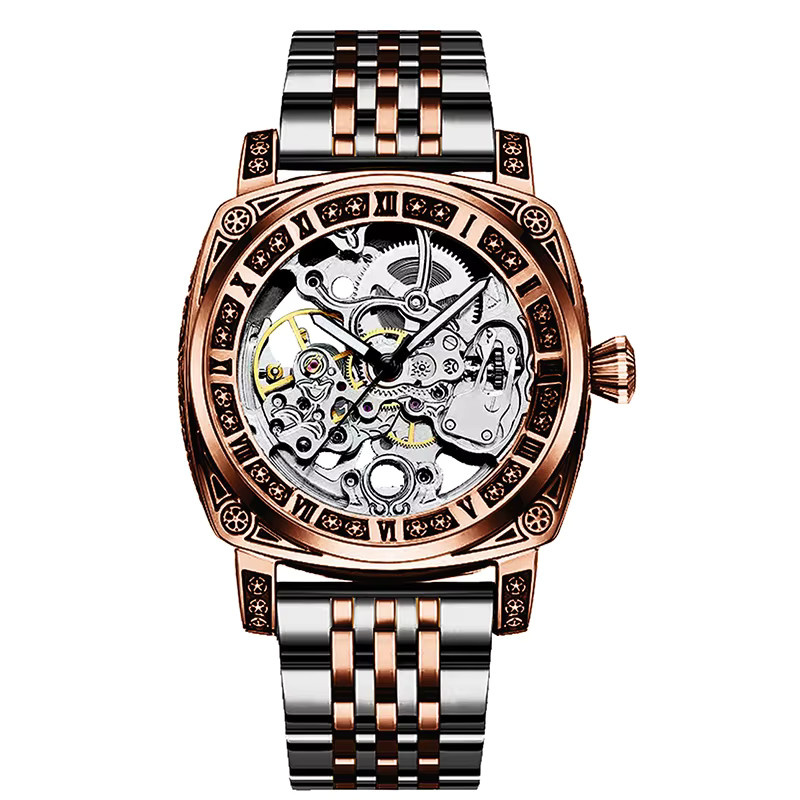 CAROTIF Herrenuhr Automatik, Edelstahl, Roségold, Analoguhr - Bild 7