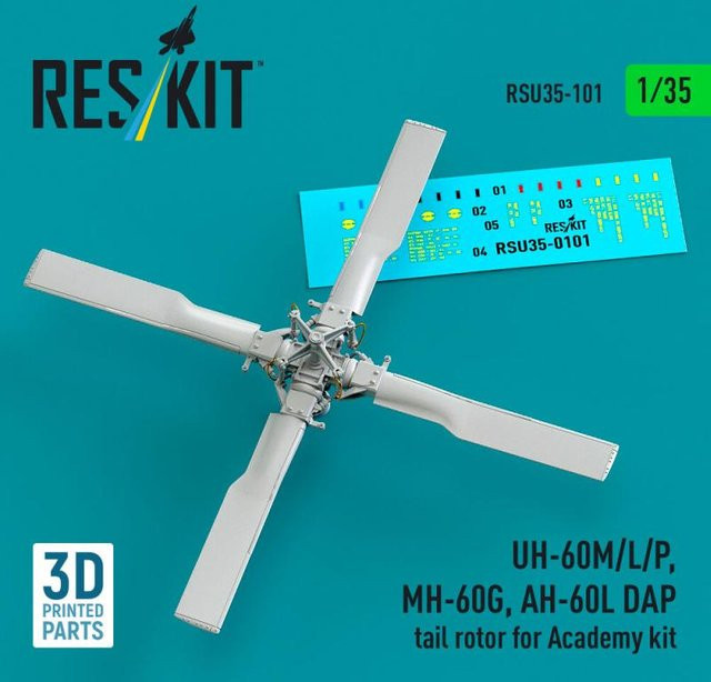 Academy UH-60M/L/P, MH-60G, AH-60L DAP - Tail rotor, 3D Printed - Bild 1