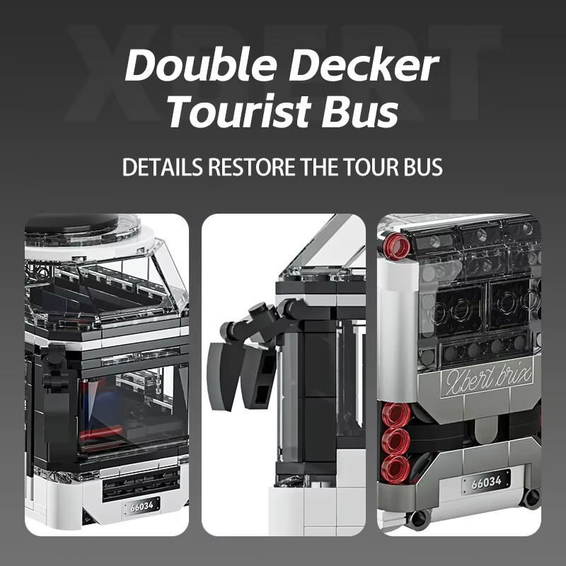 AMAZINGBLOKS Stadt-Touristenbus Doppeldecker-Touristenbus-Modell, Baukasten, 811 Teile, ab 14 Jahren - Bild 2
