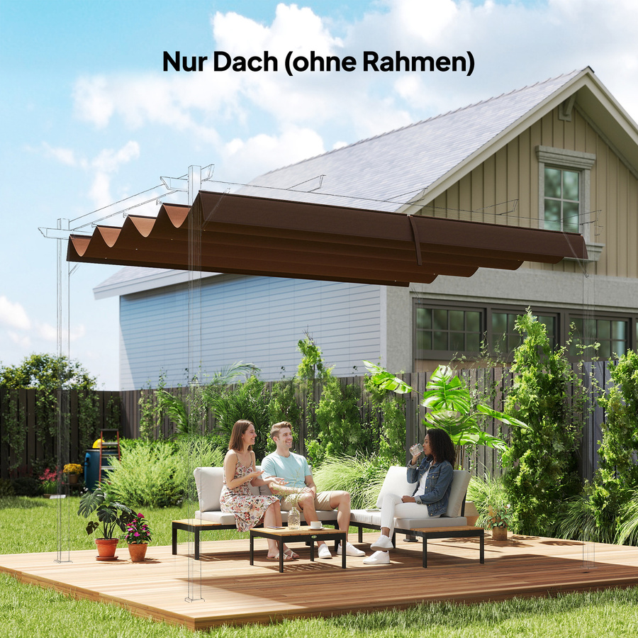 Outsunny Ersatzdach für Pergola aus Polyester, braun, B/H/L: 245 x 23 x 286 cm - Bild 1