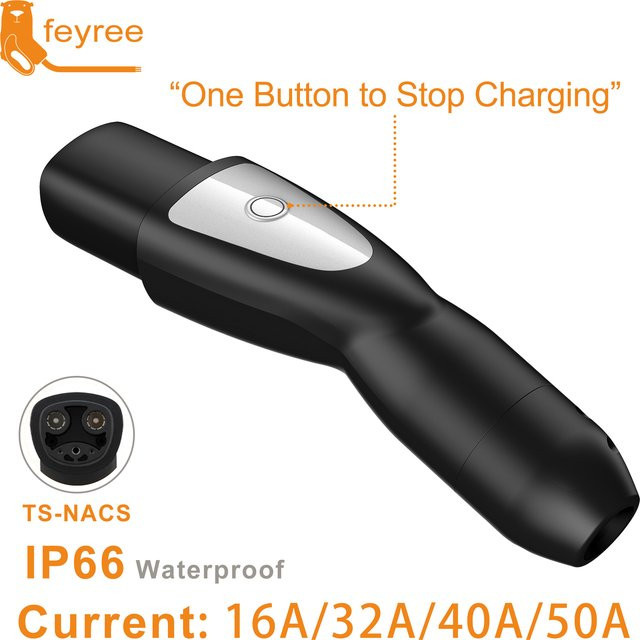 Feyree TS-NACS Ladekabel für Tesla Elektroautos in Schwarz für Modell 3, X, Y und S - Bild 1