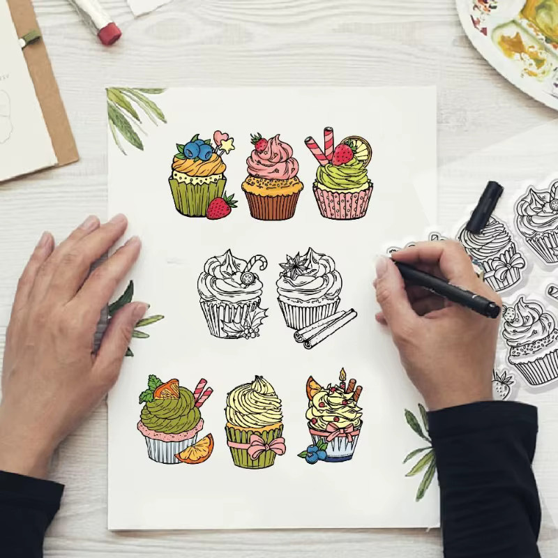 Dekorative Cupcake Silikonstempel in Transparent für die Gestaltung von Karten und Fotoalben - Bild 2