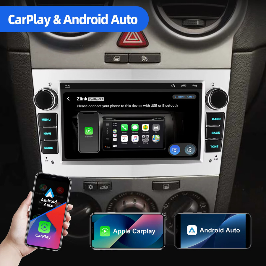 ESSGOO Drahtloses Android 15 Autoradio mit CarPlay und Wi-Fi für Opel Astra H G J Antara Vectra C B Vivaro Corsa C D Zafira B Multimedia-Player in Schwarz - Bild 3