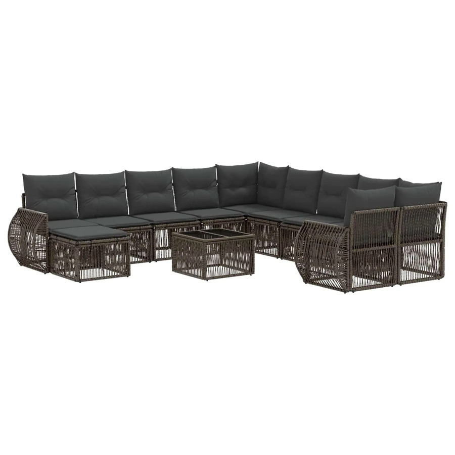 vidaXL Gartensofa-Set 12-tlg. in Grau aus Poly-Rattan mit Polsterung und Metallgestell - Bild 2