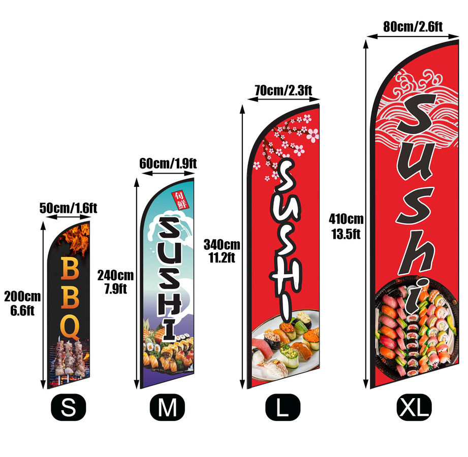 YAZANIE Sushi-Federfahne als Outdoor-Werbebanner für Restaurants und Strand, einseitig oder doppelseitig, multicolour - Bild 2