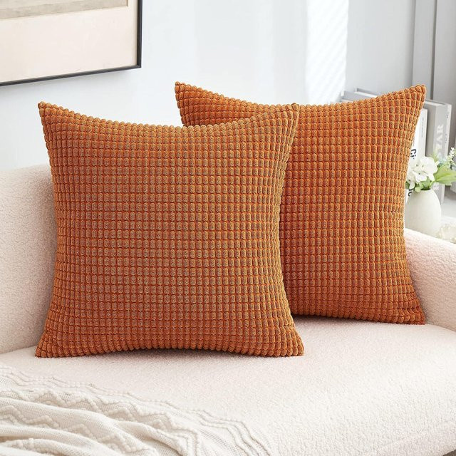 TrendVibeCN Nordisches Kordkissen mit Maiskolben-Design in Orange, B/H: 30 x 50 cm, nur Kissenbezug - Bild 1
