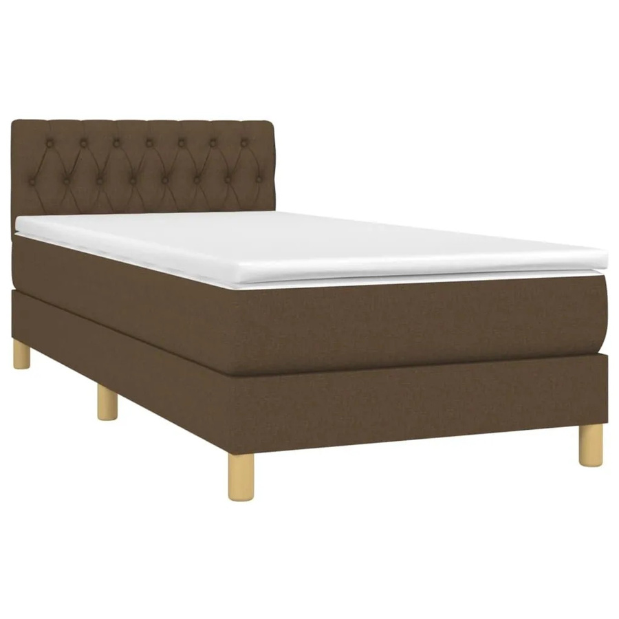 vidaXL Boxspringbett Hybrid mit Matratze und LED-Beleuchtung Dunkelbraun B: 90 cm, T: 203 cm, H: 78 cm - Bild 2