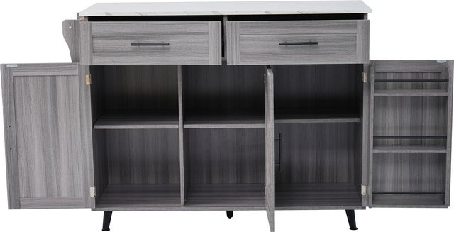 Kücheninsel von TG Electrical DE in Grau mit klappbarer Verlängerungsplatte und Rollen, B/T/H: 129 x 46/71 x 91,5 cm - Bild 1