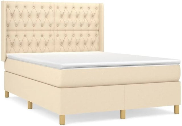 vidaXL Boxspringbett mit Matratze in Beige, Hybrid-Design mit Taschenfederkern, B/T: 140 x 200 cm - Bild 1