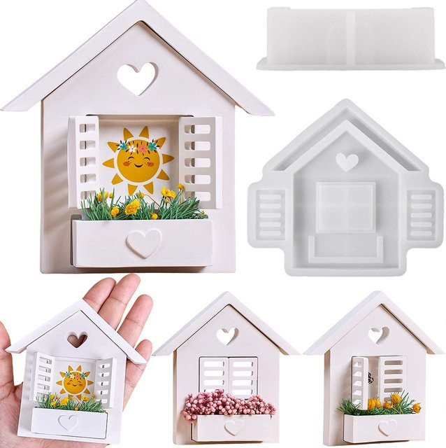 UDOCOOL Silikonform Haus für DIY Vasen und Blumenarrangements in Weiß - Bild 1