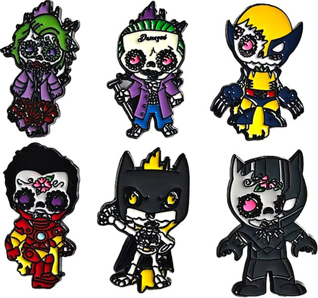 Warner Bros. Joker Superhelden, Metall-Anstecknadel-Set, 6-teiliges Set - Bild 1