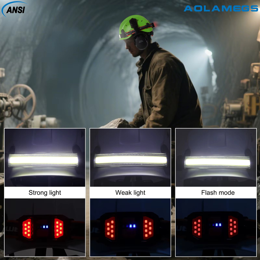 Aolamegs CE-Sicherheitshelm mit LED-Stirnlampe und integriertem Ohrenschutz aus atmungsaktivem ABS-Material für Radfahren und Rettungseinsätze - Bild 6