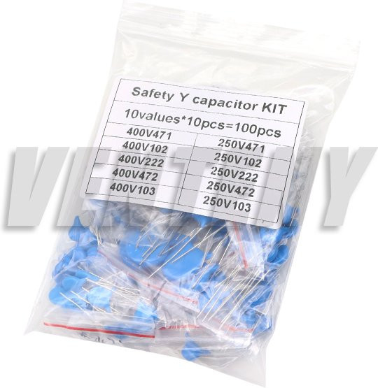 VENTENY Sicherheit Y Kondensator Kit 100 Teile in Blau mit 10 verschiedenen Werten für DIY-Projekte - Bild 1