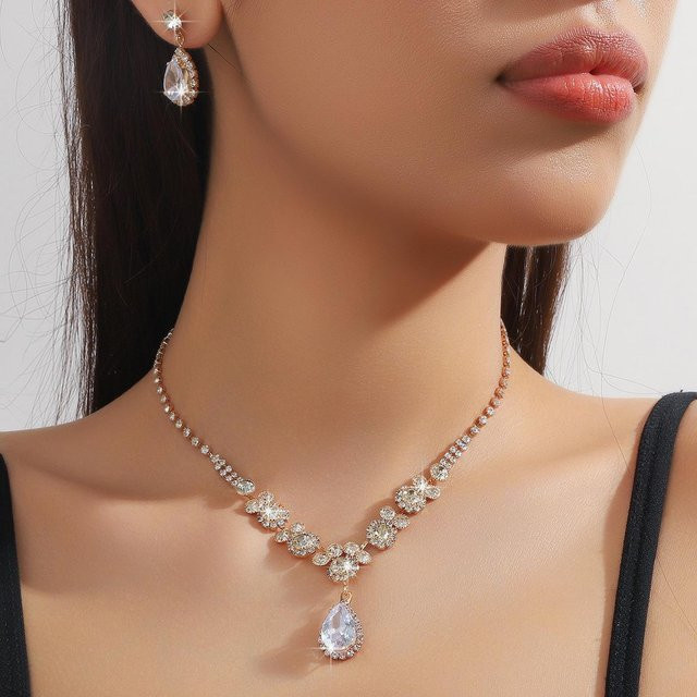 YIRAN Jewelry Schmuck-Set, Halskette, Ohrringe, Kupferlegierung, Schwarz, Damen - Bild 1