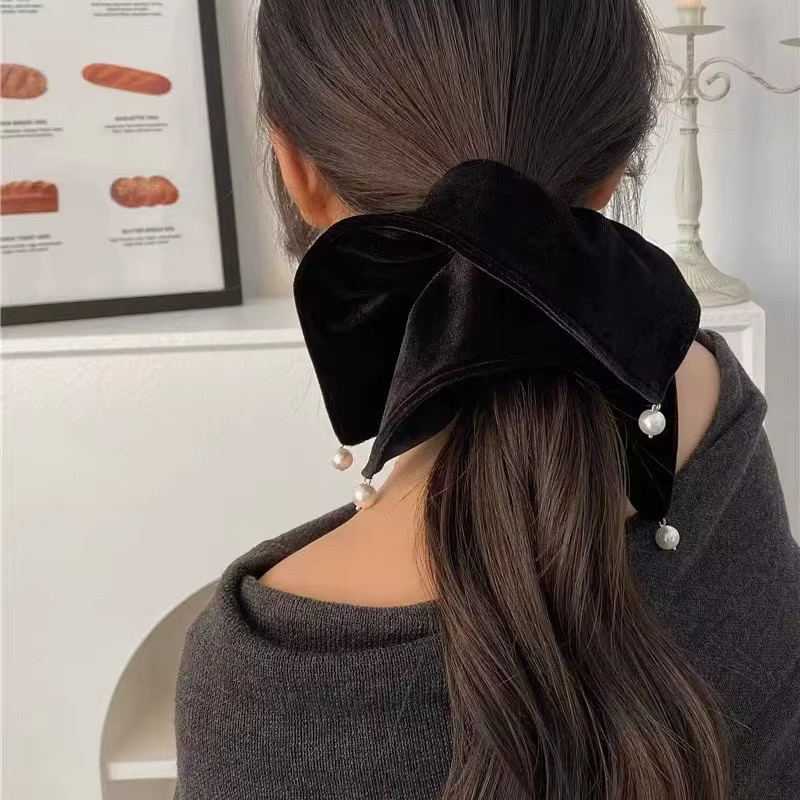 JIAONUOER Haar Scrunchie, Samt, Perle, Damen - Bild 3