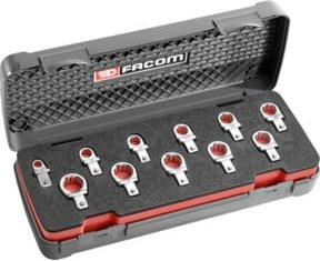 Facom Ringschlüssel-Einsätze 9x12 mm, 11-teiliges Set, Silber - Bild 1