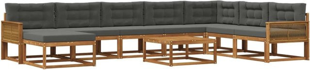 vidaXL Outdoor-Sofagarnitur aus Akazienholz mit 9 Kissen in Anthrazit und Braun - Bild 1