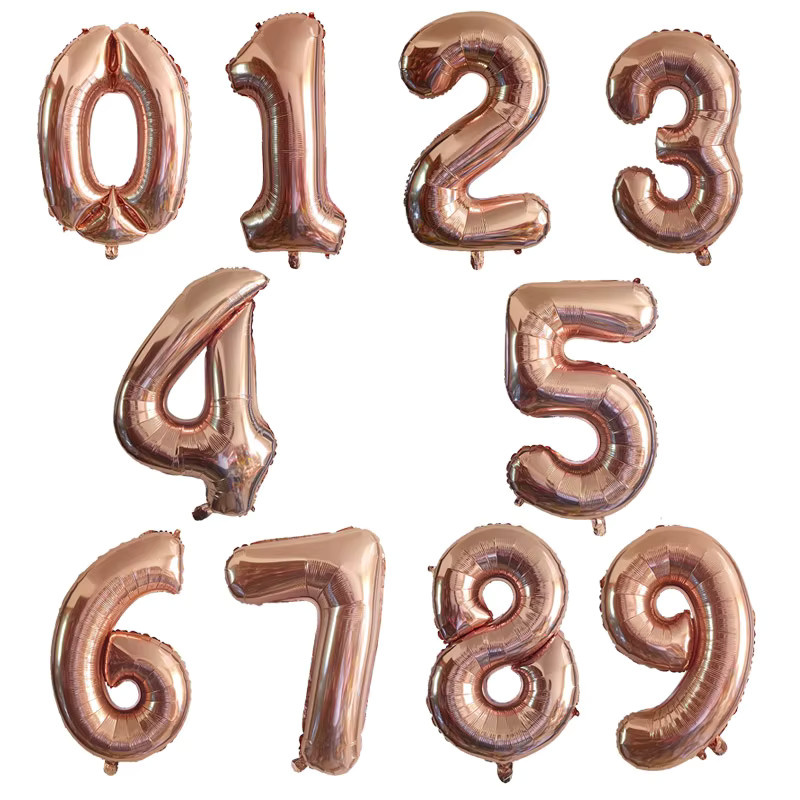 LQZZY 20 Stück Zahlenballons in Roségold Metallic für Geburtstag Dekorationen, 81,28 cm - Bild 2