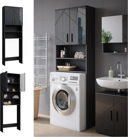 Vicco Waschmaschinenschrank Irma Badezimmer in Anthrazit Hochglanz B/H: 64 x 191 cm