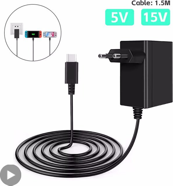 Lade Dock Ladestation für Nintendo Switch, OLED und Lite in Schwarz mit USB-A Anschluss - Bild 1