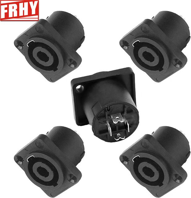 5er-Pack Neutrik Speakon 4-polige runde Twist Lock-Lautsprecheranschlüsse für Schalttafelmontage, Schwarz - Bild 1