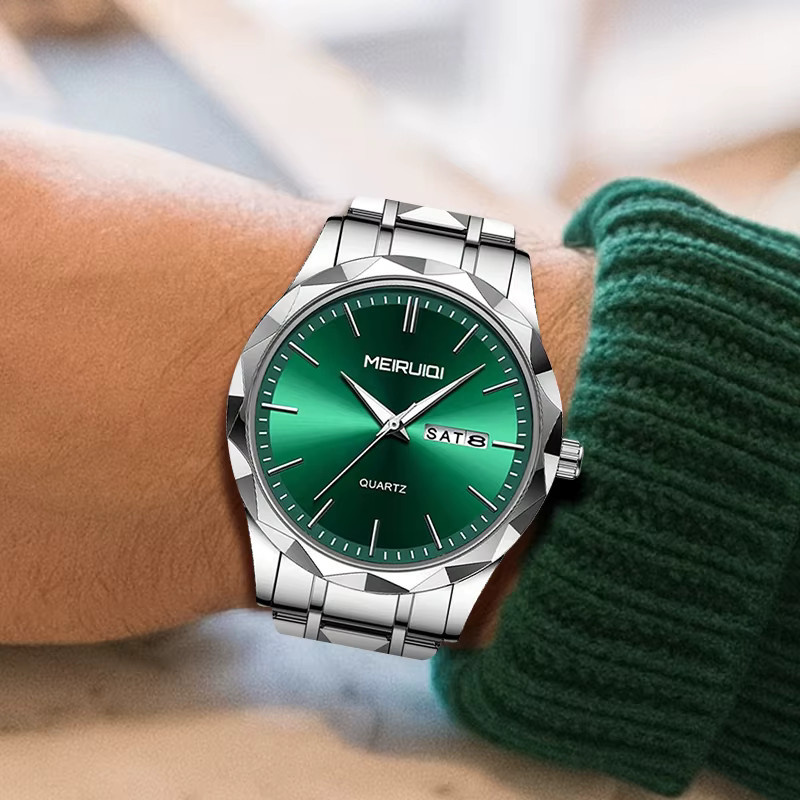 MEIRUIQI Armbanduhr Edelstahl, Silber, Quarz, Analog-Digital, Herren - Bild 4