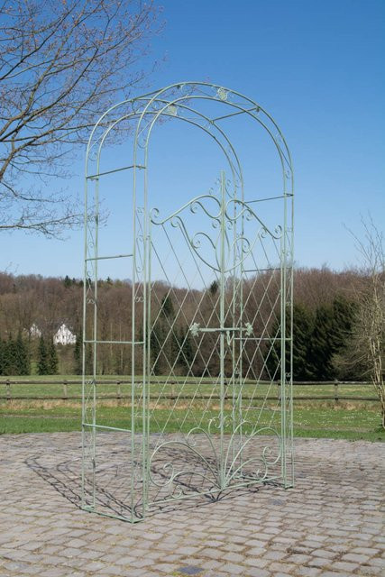 TPFGarden Rosenbogen Melia mit Tor in Antik-Grün aus Stahl, Höhe: 220 cm, Breite: 120 cm, Tiefe: 40 cm - Bild 1