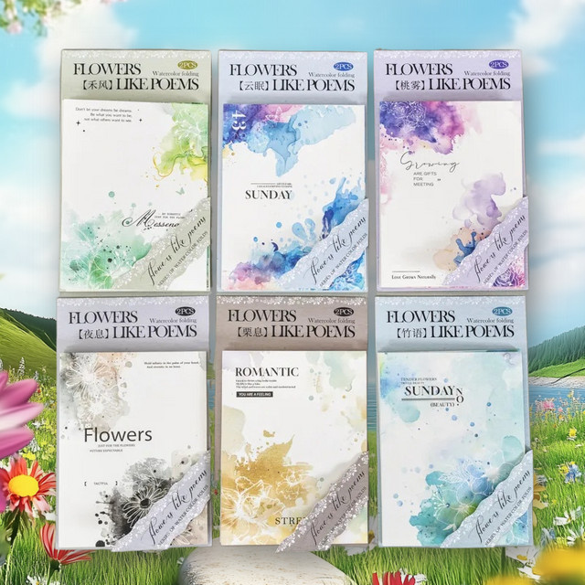 3er-Pack Blumengedicht-Sammlung im Aquarell-Stil als künstlerisches Dekormaterial für Collagen und Scrapbook-Design in Multicolour - Bild 1