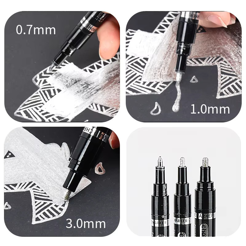 Chrom-Stiftmarker Set mit Gold und Silber, wasserfester Permanent-Marker für Reparaturen an Stein, Keramik und Glas, feine Spitze - Bild 3
