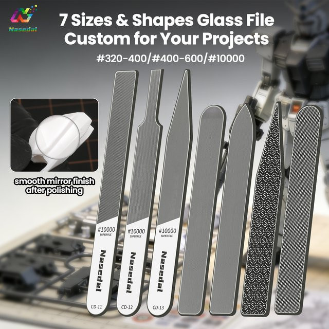 Nasedal Ultrafeine Glasfeile in Transparent zum Entfernen von Nub-Rückständen und für Spiegelfinish-Politur bei Gunpla, Resin und Militärmodellen - Bild 1