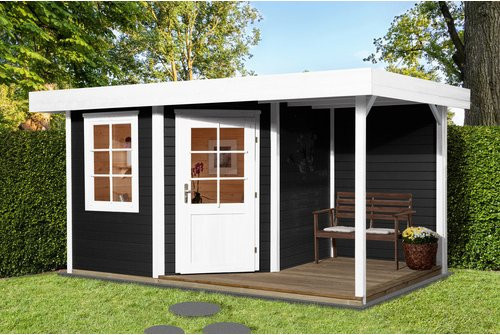 WEKA Holz-Gartenhaus 213 mit Flachdach in Anthrazit, B/T/H: 442 x 278 x 237 cm - Bild 3