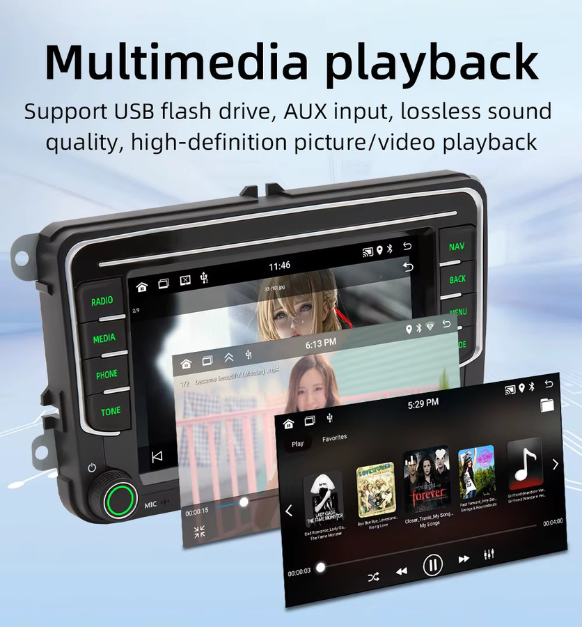 BQCC Android 13 Octa Core Autoradio mit 7 Zoll Display, Mirrorlink, Carplay, WIFI und GPS für Volkswagen VW CC Passat B7 Polo Golf 5 6 Jetta mk5 mk6 in Schwarz - Bild 5