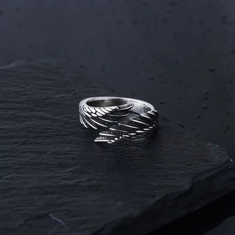 LENNIK Ring, Engel Dämon Flügel, Silber, Unisex - Bild 3
