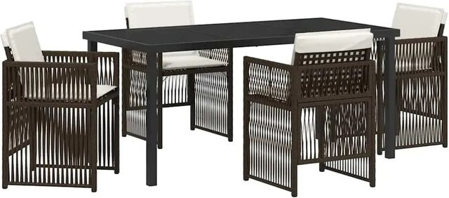 vidaXL Garten Essgruppe 5-teilig aus Poly-Rattan und Stahl in Braun mit Glastisch - Bild 1