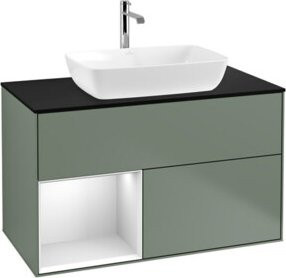 V&B Waschtischunterschrank Finion 100 mit Wandbeleuchtung in Weiß lackiert, B/T/H: 100 x 50,1 x 50,1 cm - Bild 1