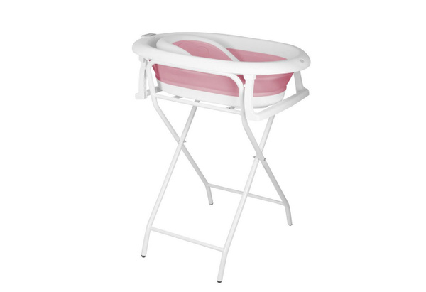 JEOBEST Babybadewanne mit Gestell und Temperatursensor, faltbares Pflegeset für Neugeborene inklusive Ablage und Abflussschlauch