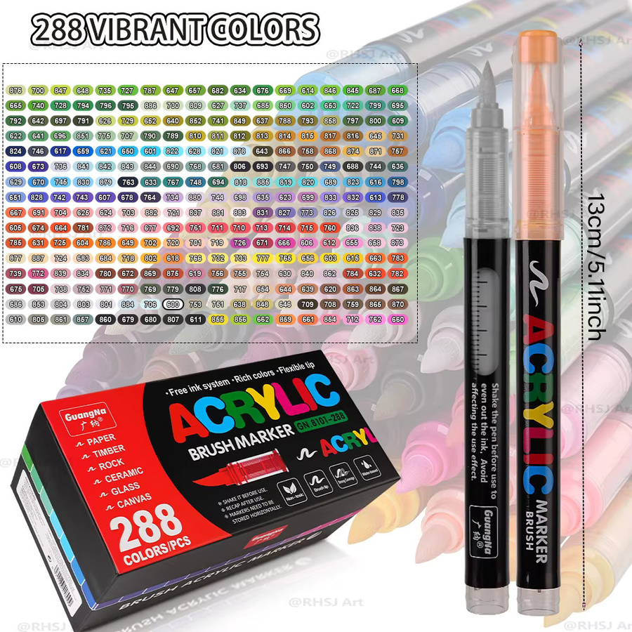 Professionelle Acryl-Farbmarker Set mit weicher Pinselspitze in 288 Farben für DIY-Bastelarbeiten - Bild 2